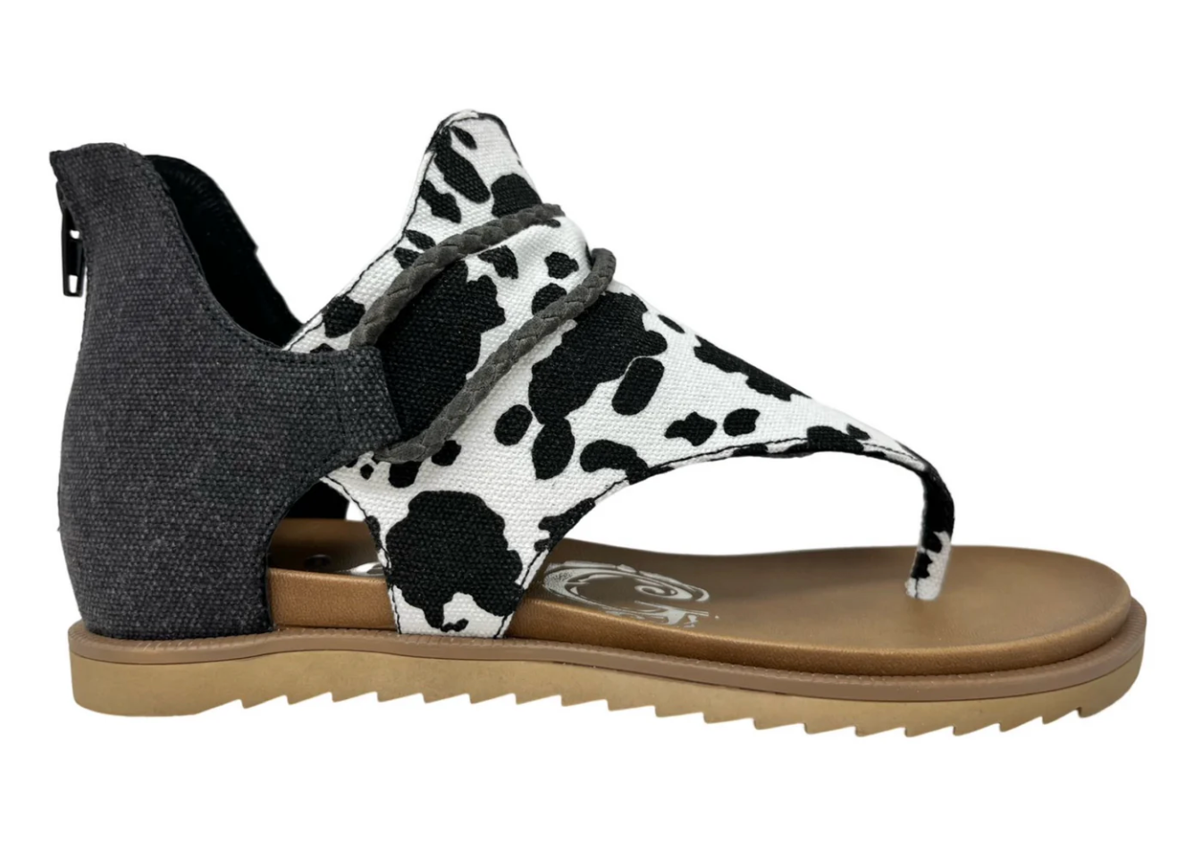 Very G Angelika 2 Black & White Cow Sandal
