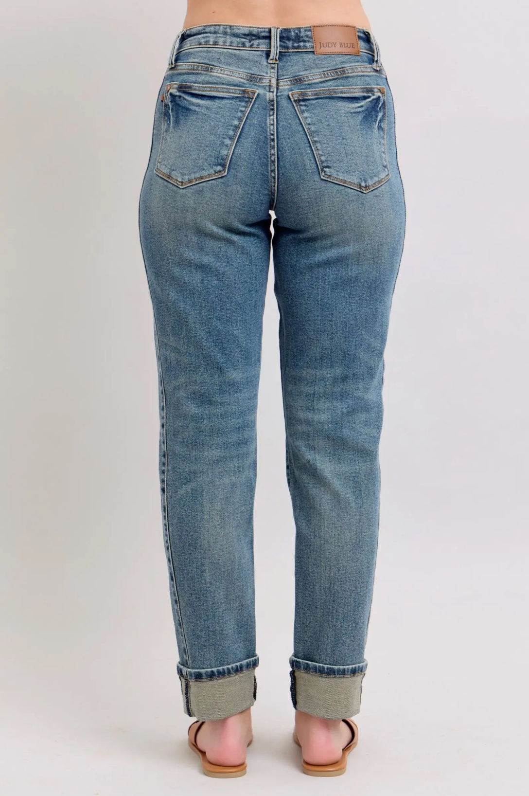 Judy Blue Mid-Rise Vintage Wash Cuffed Boyfriend Jeans
