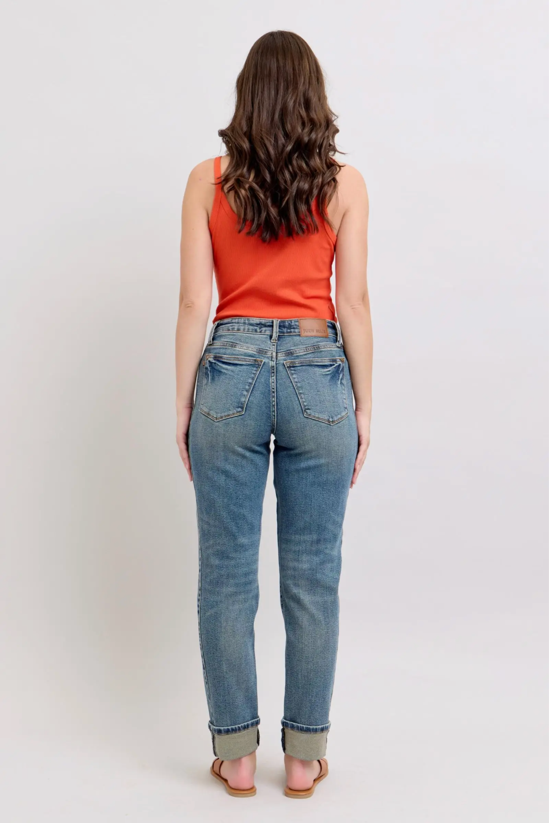 Judy Blue Mid-Rise Vintage Wash Cuffed Boyfriend Jeans