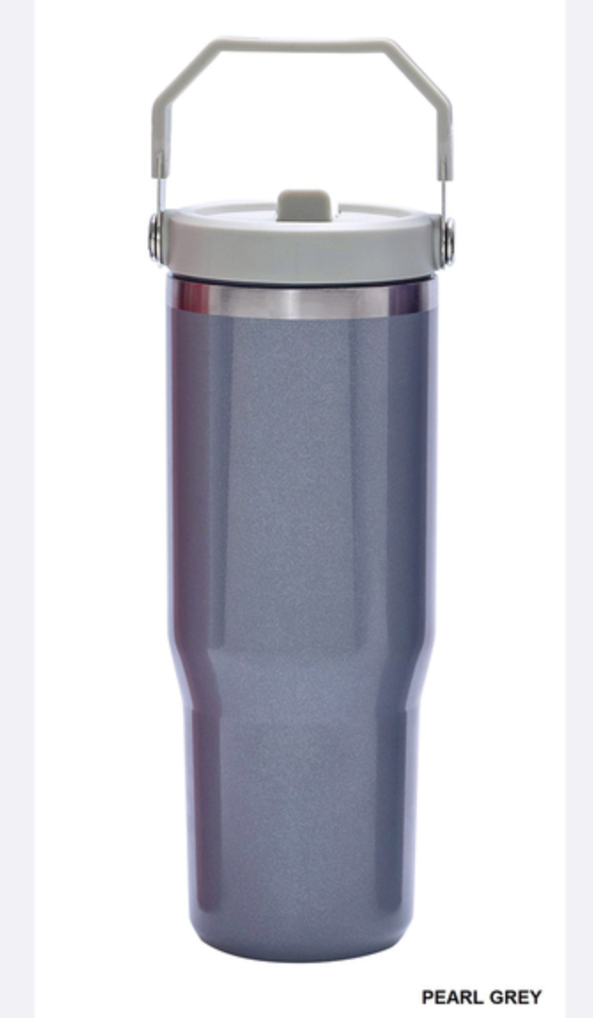 30OZ STAINLESS STEEL PEARL FLIP STRAW TUMBLER