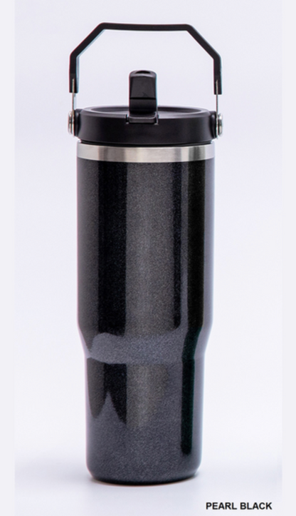 30OZ STAINLESS STEEL PEARL FLIP STRAW TUMBLER