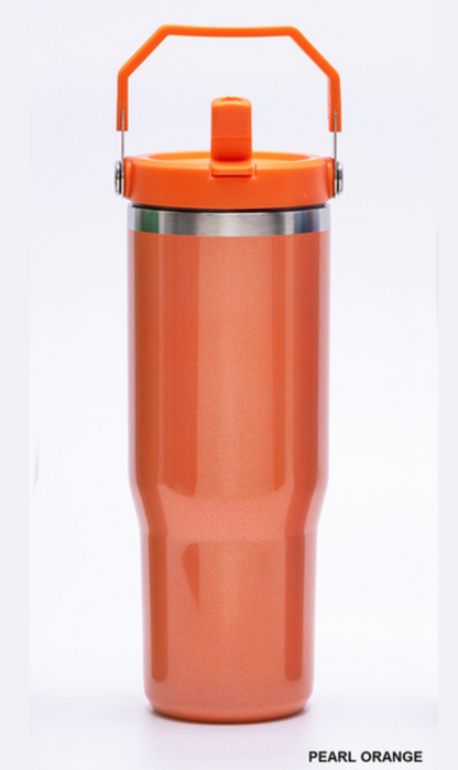 30OZ STAINLESS STEEL PEARL FLIP STRAW TUMBLER