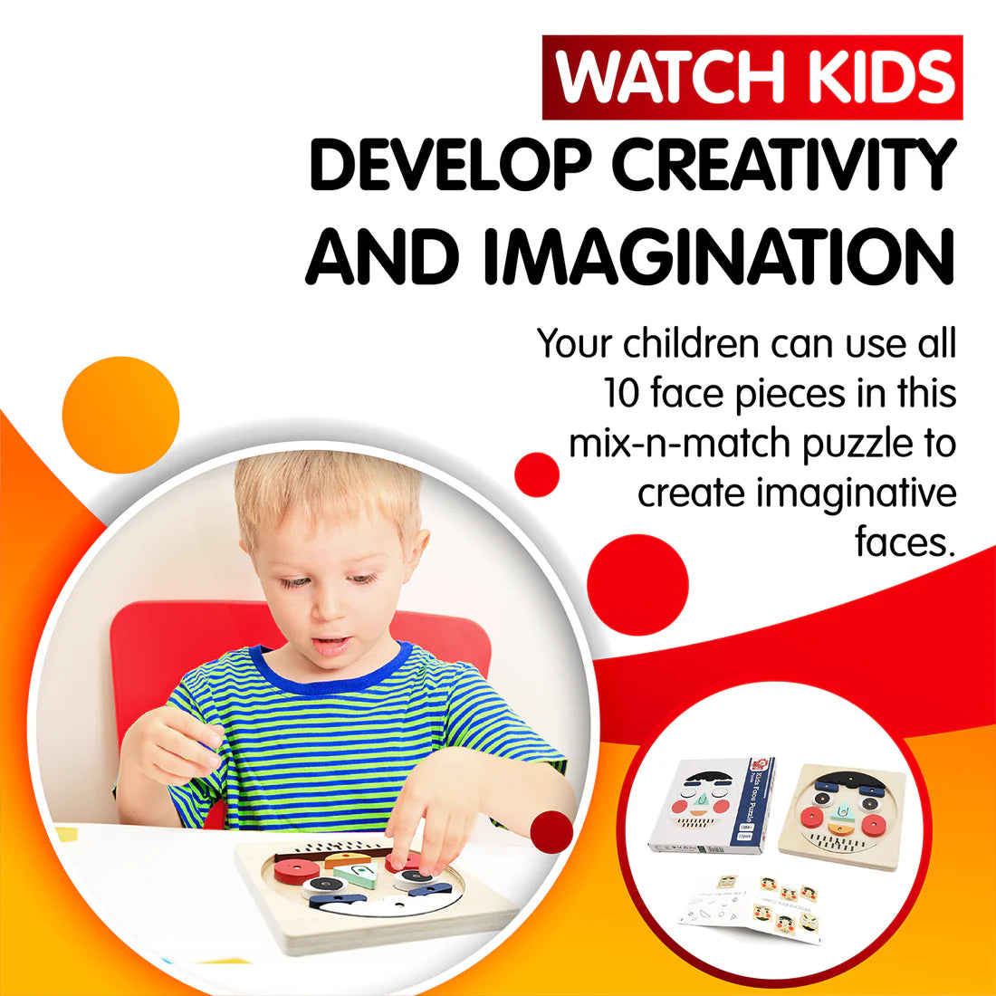 Kids Funny Faces Educational Wooden Puzzle