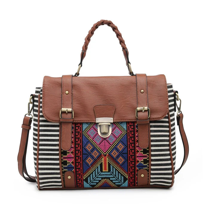 Harlow Aztec Embroidered Satchel