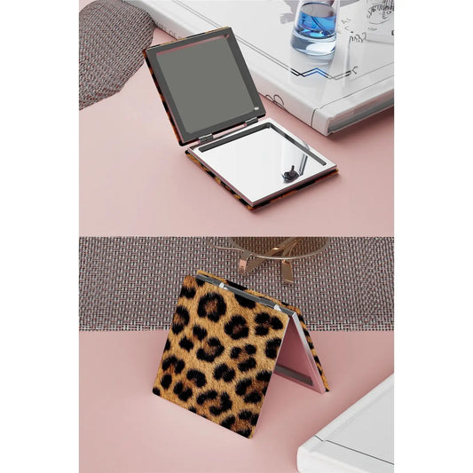 Leopard Cover Double-Sided Makeup Mirror