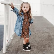 Girls Leopard Long Sleeve T Shirt Dress