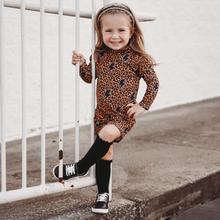 Girls Leopard Long Sleeve T Shirt Dress