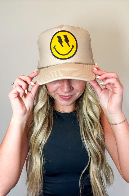 lightning smiley face trucker