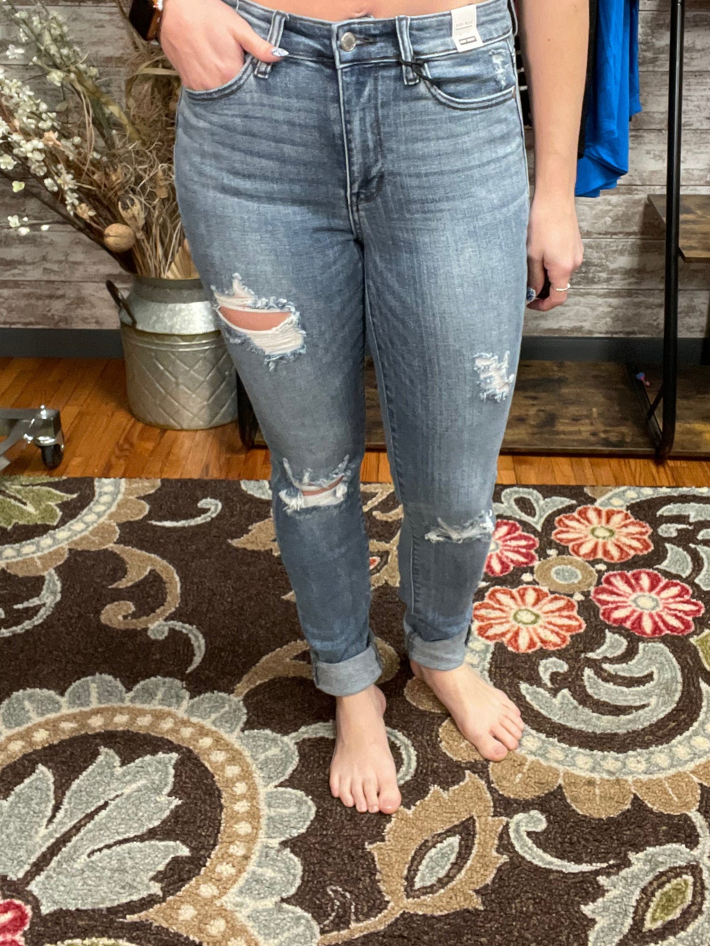 Judy Blue Distressed Skinny Jeans - Longer Inseam