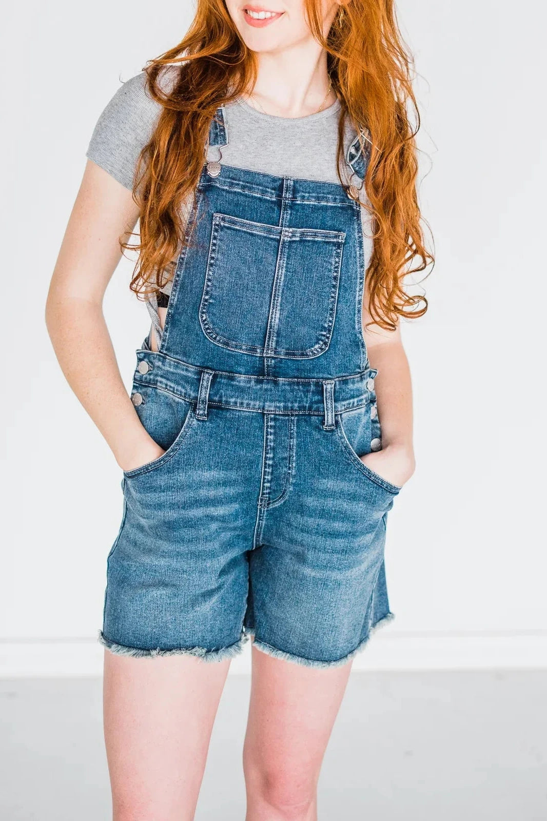 Leah Rubies & Honey Cutoff Overall Shorts