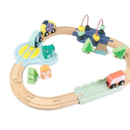Wooden Railway Jungle- 22 Piece Animal Set, Train Cars
