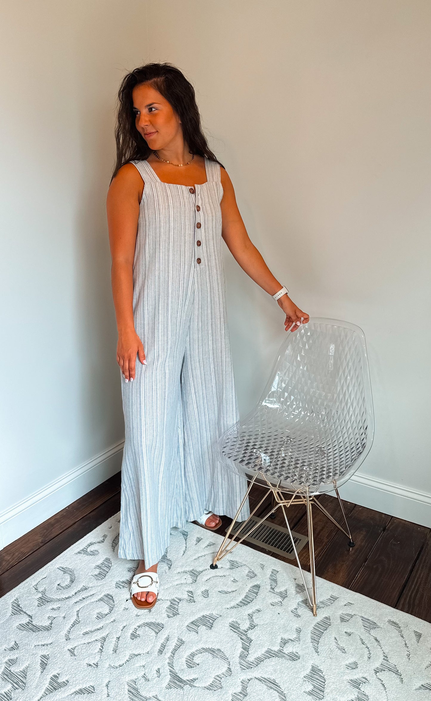 never enough stripe linen jumpsuit