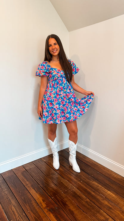 Floral Puff Sleeve Babydoll Dress