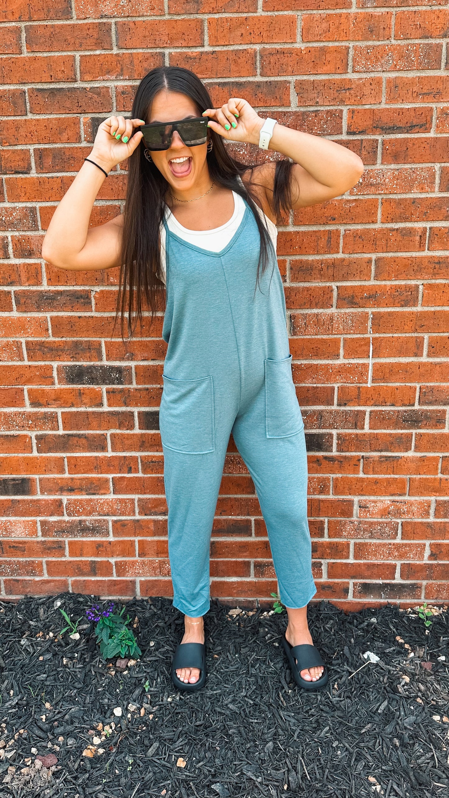 french terry denim jumpsuit (jogger fit)