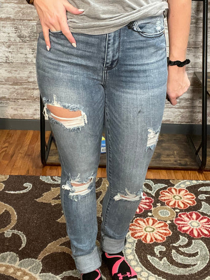Judy Blue Distressed Skinny Jeans - Longer Inseam