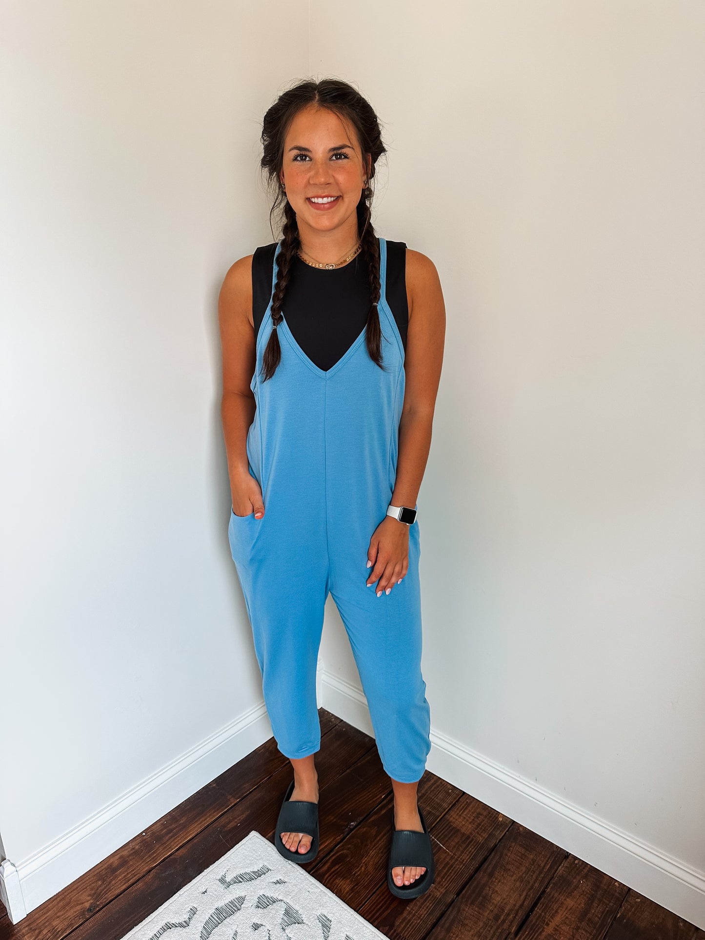 sky blue hot shot jumpsuit