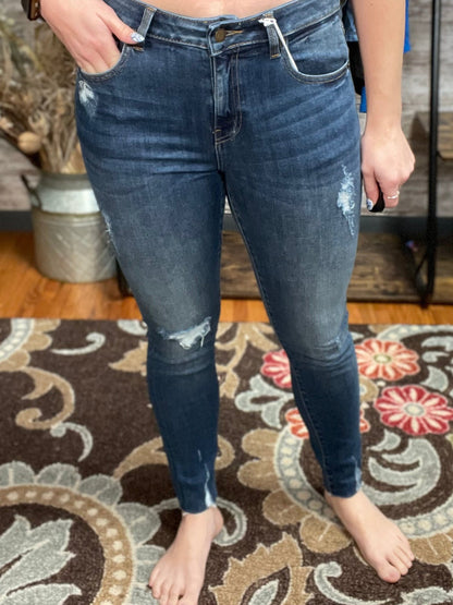 Rubies & Honey Mid Rise Distressed Skinny Jeans