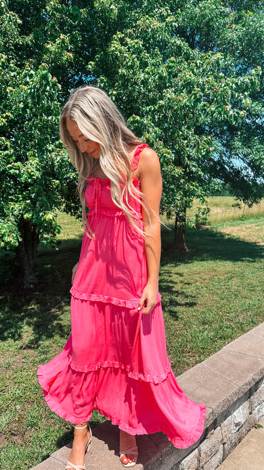 monica ruffled maxi dress