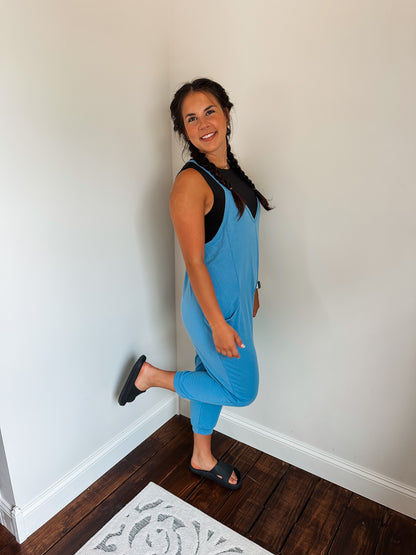 sky blue hot shot jumpsuit