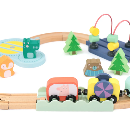 Wooden Railway Jungle- 22 Piece Animal Set, Train Cars