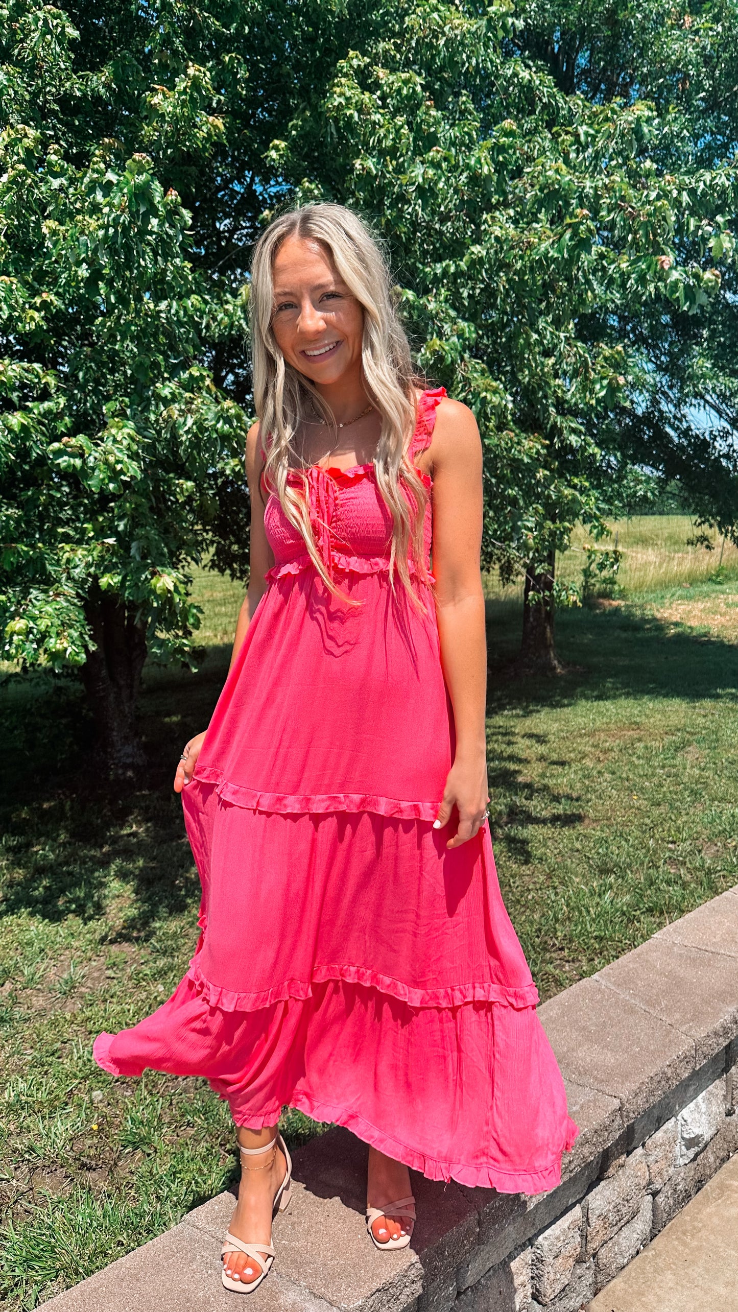 monica ruffled maxi dress