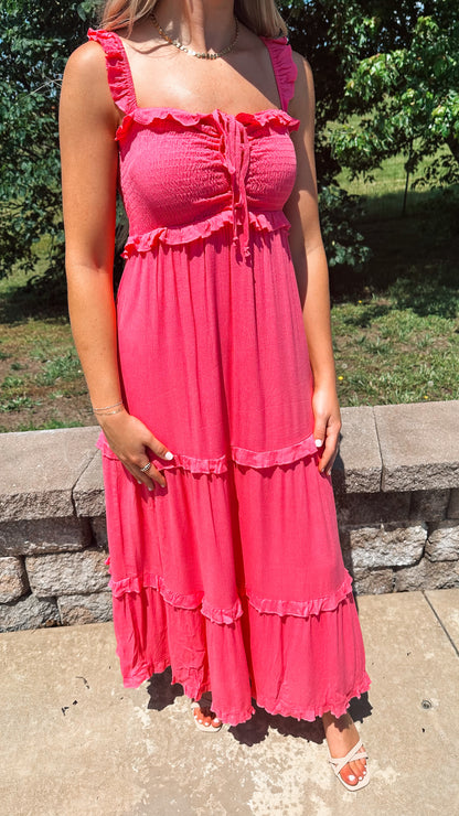 monica ruffled maxi dress