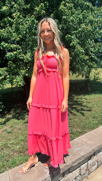 monica ruffled maxi dress