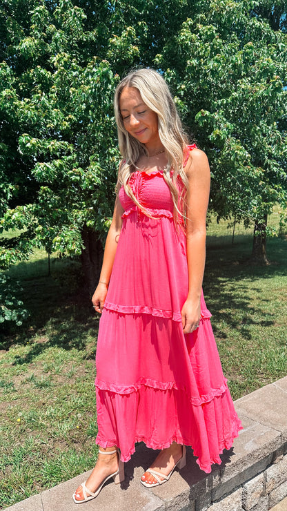 monica ruffled maxi dress