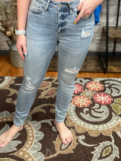 Judy Blue Distressed Medium Wash Skinny Jeans