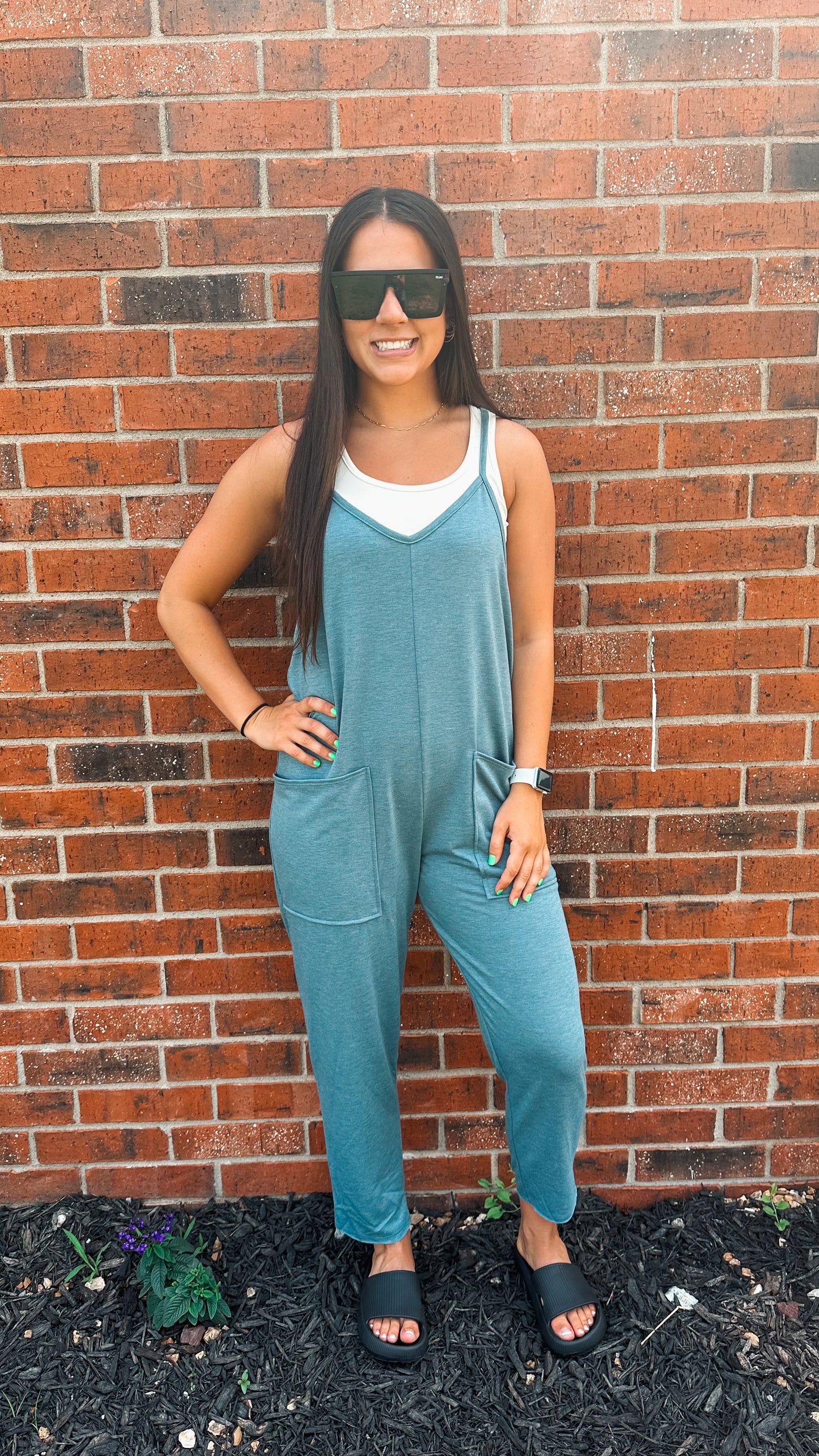 french terry denim jumpsuit (jogger fit)