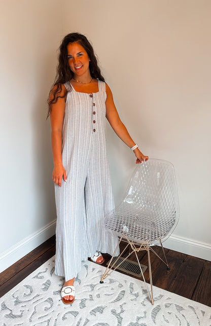 never enough stripe linen jumpsuit