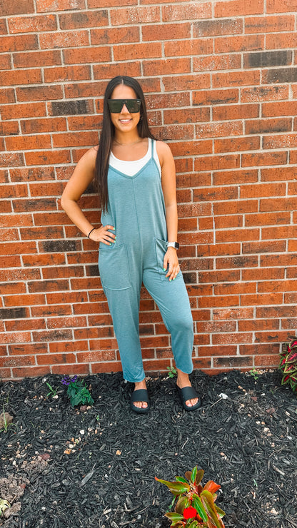 french terry denim jumpsuit (jogger fit)