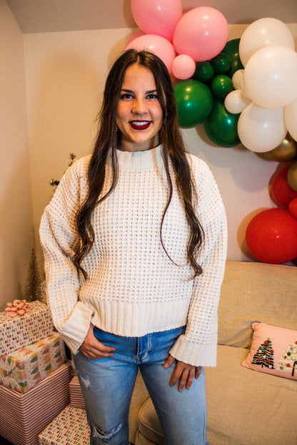 cream waffle sweater