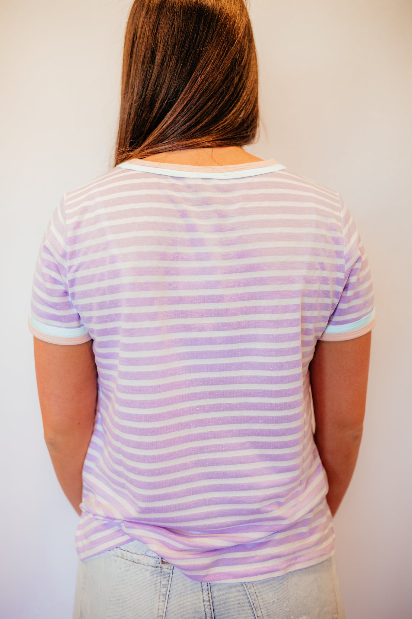 purple striped shirt